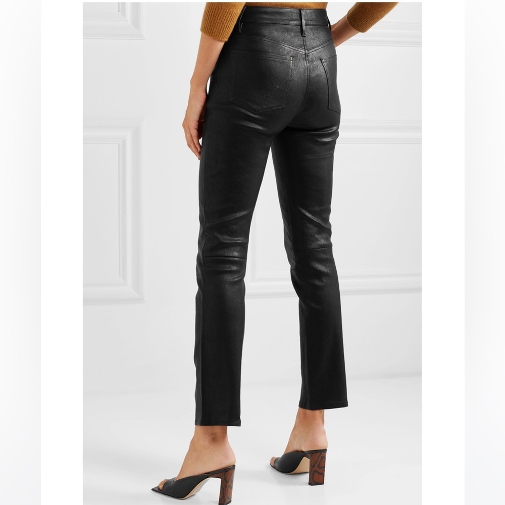FRAME Le Sylvie High-Rise Lambskin Leather Pants - Picture 2 of 14